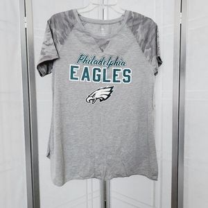 💟NEW! NFL Teens Philadelphia Eagles green on gray short sleeve top LARGE